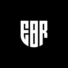 EBR letter logo design with black background in illustrator, cube logo, vector logo, modern alphabet font overlap style. calligraphy designs for logo, Poster, Invitation, etc.
