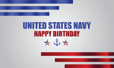United states navy happy birthday text with usa flag illustration design