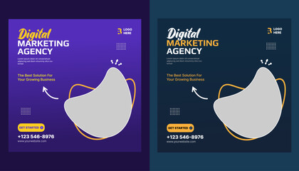 Digital marketing agency social media post design and web banner template