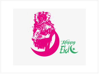 Eid Mubarak Typography ,logo and illustration.