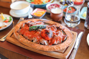 Turkish Kebab Assortment (Set) with green and grilled meats and vegetables