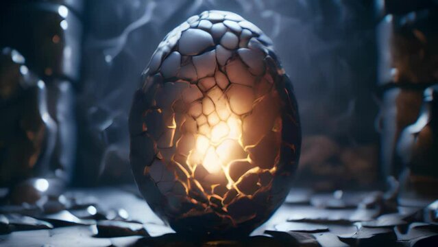 Dragon egg in a moonlight night. Fantasy medieval background. The concept of medieval history, life and culture. Ai-generated.