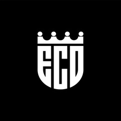 ECO letter logo design with black background in illustrator, cube logo, vector logo, modern alphabet font overlap style. calligraphy designs for logo, Poster, Invitation, etc.
