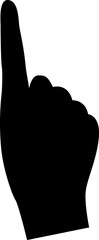 Finger pointing hand gesture. Black vector illustration