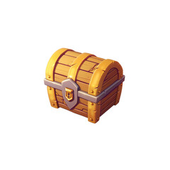 Wooden chest 3D icon  cartoon game style PNG