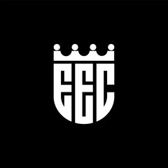 EEC letter logo design with black background in illustrator, cube logo, vector logo, modern alphabet font overlap style. calligraphy designs for logo, Poster, Invitation, etc.