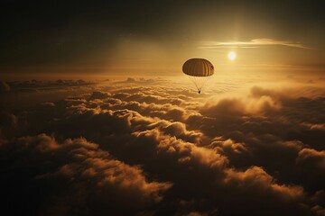 a parachute in the sky - obrazy, fototapety, plakaty