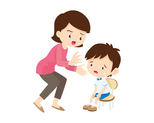 Comforting sad children with parent or teacher