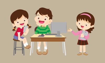 kids on online learning education courses