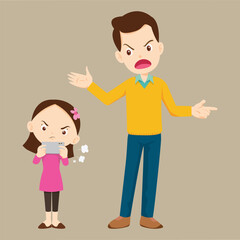 parent angry scold to kid addicted phone