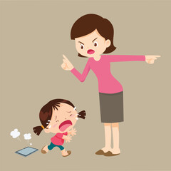 parent angry scold to kid addicted phone