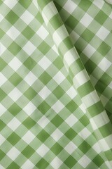 The gingham pattern on a green and white background