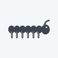 Worm Icon in trendy glyph style isolated on soft blue background