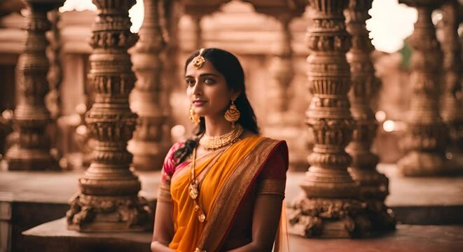 Indian woman in a Hindu temple.