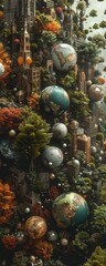 Fototapeta premium Elevate the concept of ecosystems through a visually captivating design featuring balls as artistic representations Use a tilted angle 