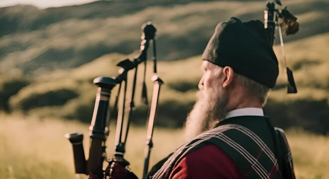 Scottish man with a bagpipe.