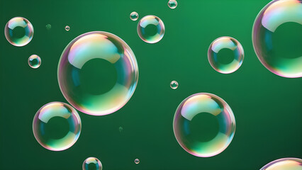 soap bubbles on a green background