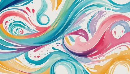 Foto op Plexiglas Set of colorful swashes, watercolor wave paint abstract border frame for design layout, isolated on a transparent background colourful background © Fukurou