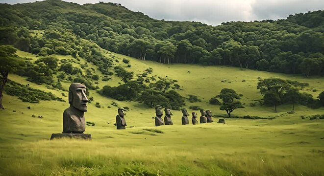 Moais on Easter Island.