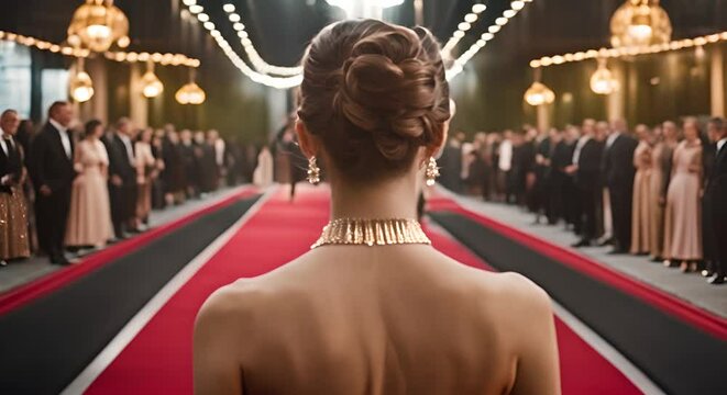 Elegant woman on a red carpet.