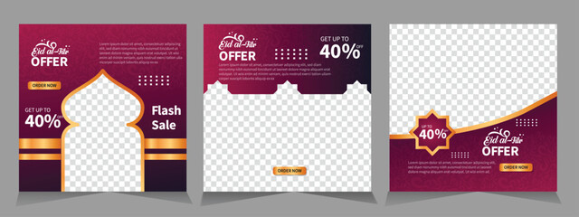 WebEid al fitr post template. Social media post template. Eid al fitr sales banner template. Vector illustration, Eid al fitr banner template set