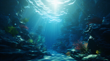 3D Rendered Underwater Fantasy Landscape ..