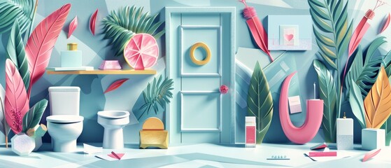 Here are some tips on how to protect yourself from 2019-nCoV covid-19 virus. A suite of flat modern illustrations showing what items to disinfect - door handles, toilets, telephones, switches. A - obrazy, fototapety, plakaty
