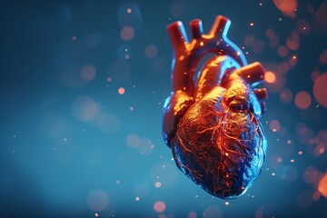 a human heart with glowing veins - obrazy, fototapety, plakaty