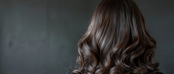 Fototapeta premium Woman in dark room with long brown hair