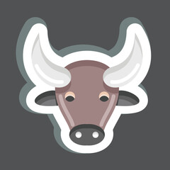 Sticker Buffalo. related to Animal Head symbol. simple design editable. simple illustration. cute. education