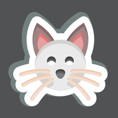 Sticker Cat. related to Animal Head symbol. simple design editable. simple illustration. cute. education