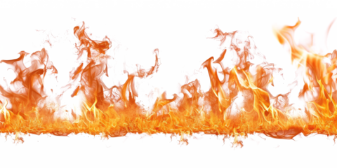 red hot fire isolated on white or transparent png