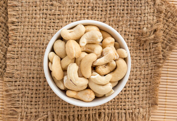 Close up cashews in the bowl