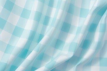 The gingham pattern on a turquoise and white background - obrazy, fototapety, plakaty