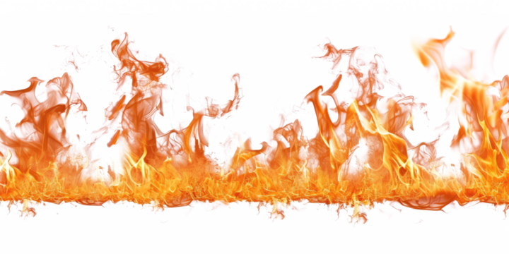 red hot fire isolated on white or transparent png