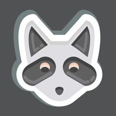 Naklejka premium Sticker Racoon. related to Animal Head symbol. simple design editable. simple illustration. cute. education