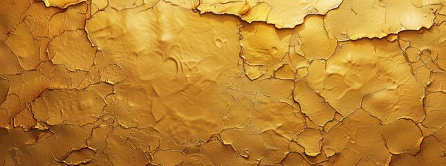 A golden yellow texture with fine, intricate patterns that resemble the surface of an ocean wave. Detailed textures and natural beauty of gold leafing in the style of wood or plaster walls