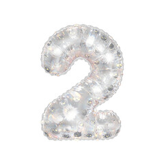 3D inflated balloon Number 2 with rainbow glass and sun smiley childrens pattern
