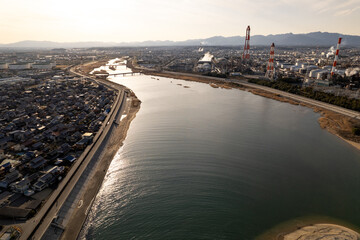 四日市コンビナート　磯津海岸からのドローンによる空撮