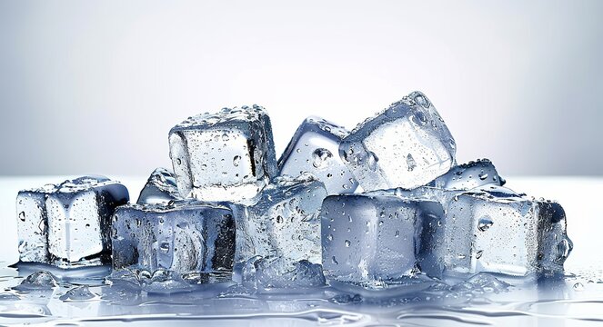 Refreshing Elegance - Ice Cubes, Cool Crystals Adorned with Water Droplets. Made with Generative AI Technology