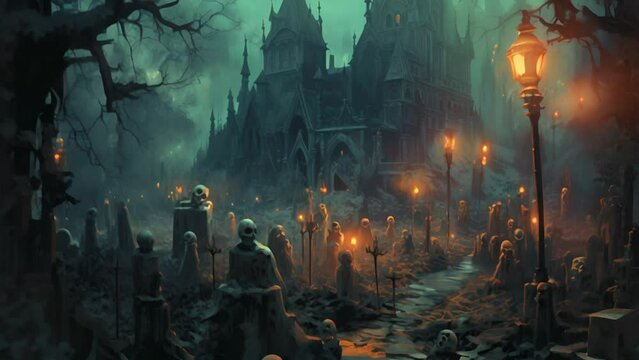 巨大な城と墓地,Generative AI 