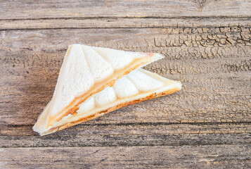 Close up fresh and tasty sandwich on wooden table