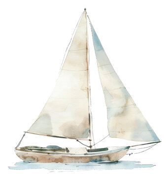 Watercolor painting of a single sailboat