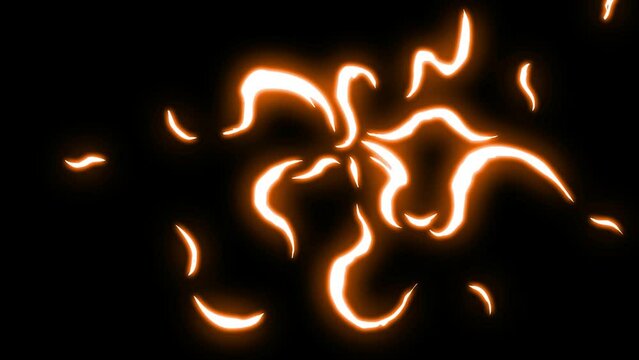 Comic orange neon light effect motion pack on black background