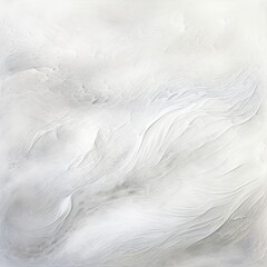 White and white painting with abstract wave patterns