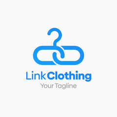 Illustration Vector Graphic Logo of Link Clothing. Merging Concepts of a Hanger Fashion and Link Chain Shape. Good for Fashion Industry, Business Laundry, Boutique, Garment, Tailor and etc