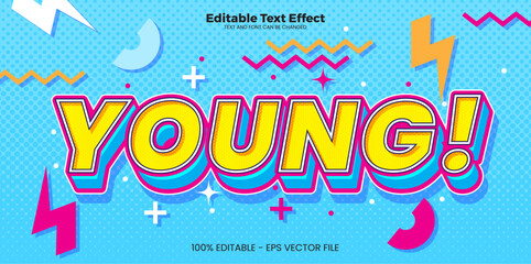 Young Editable text effect in memphis trend style