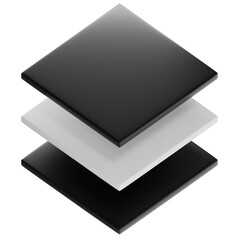 3d rendering Layers icon. Graphic Design icon. Black and White icon. Minimal style. 3D illustration.