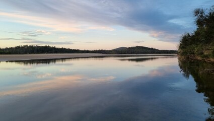 sunset over the lake