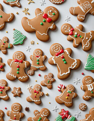 Christmas food gingerbread man colourful background